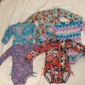 Lot of 5 - Like New Rufflebutts Longsleeve Swim suits - Toddler Girl 18-24 mo